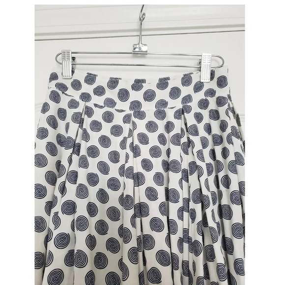 Esprit Swirl Polka Dot Pleated Navy and  White skirt with pockets - Picture 8 of 12